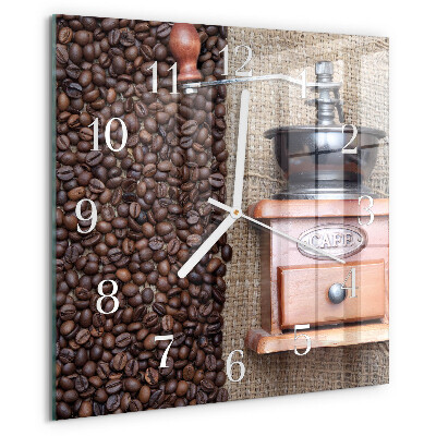 Ceas pătrat de perete din sticlă Râșniță de cafea