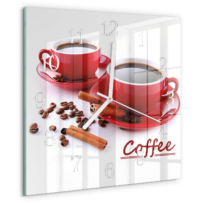 Ceas pătrat de perete din sticlă Ceașcă de cafea