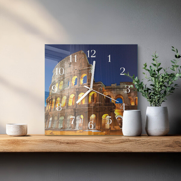 Ceas pătrat de perete din sticlă Colosseum