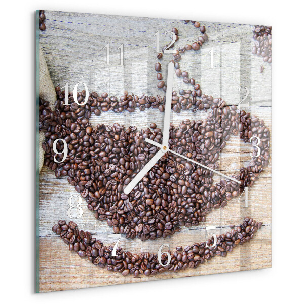 Ceas pătrat de perete din sticlă Boabe de cafea