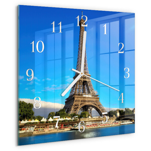 Ceas pătrat de perete din sticlă Turnul Eiffel din Paris