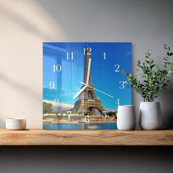 Ceas pătrat de perete din sticlă Turnul Eiffel din Paris