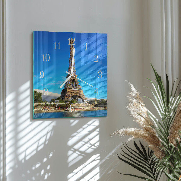 Ceas pătrat de perete din sticlă Turnul Eiffel din Paris