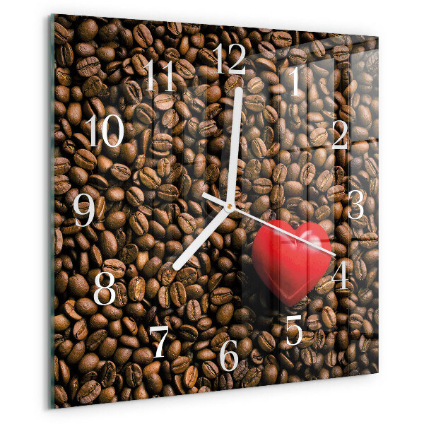 Ceas pătrat de perete din sticlă Boabe de cafea