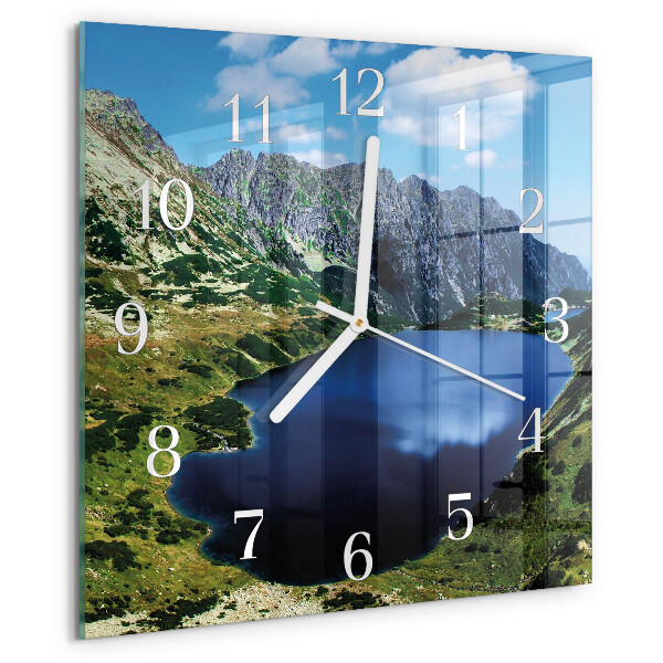 Ceas pătrat de perete din sticlă Morskie Oko