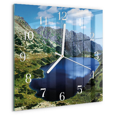 Ceas pătrat de perete din sticlă Morskie Oko