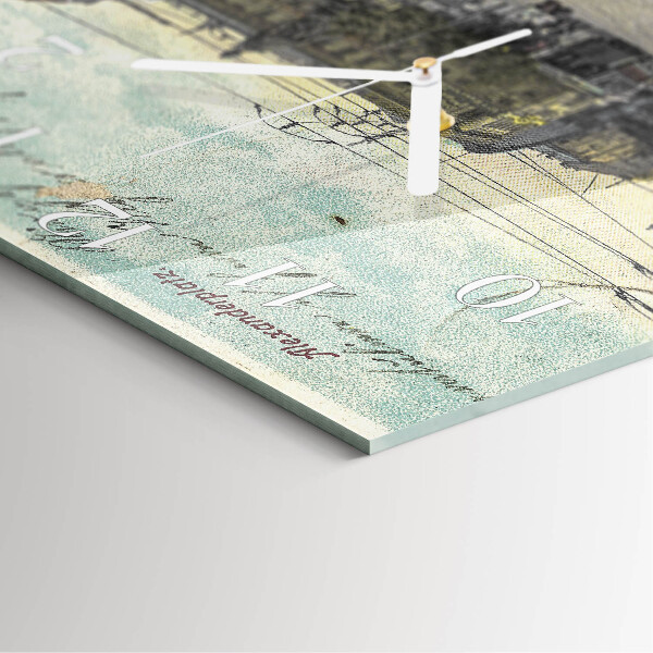 Ceas pătrat de perete din sticlă Carte poştală