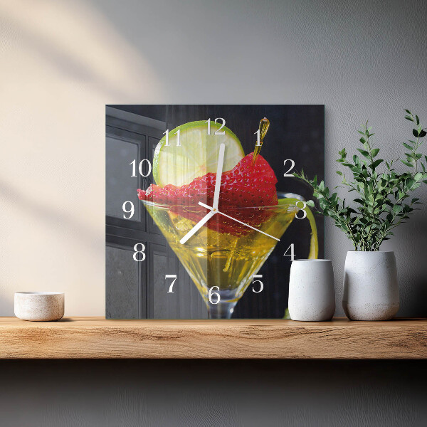 Ceas pătrat de perete din sticlă Cocktail