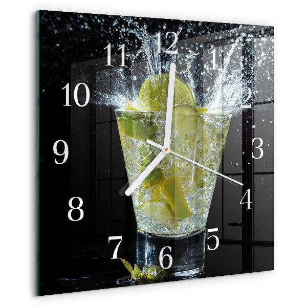 Ceas pătrat de perete din sticlă Cocktail