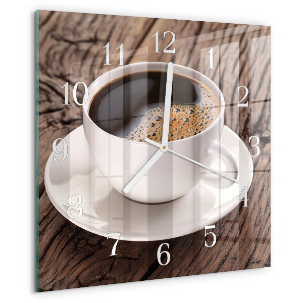 Ceas pătrat de perete din sticlă Cafea