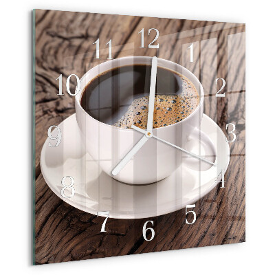 Ceas pătrat de perete din sticlă Cafea