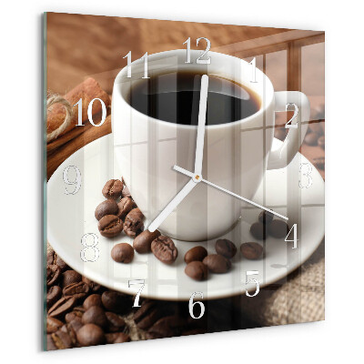 Ceas pătrat de perete din sticlă Cafea