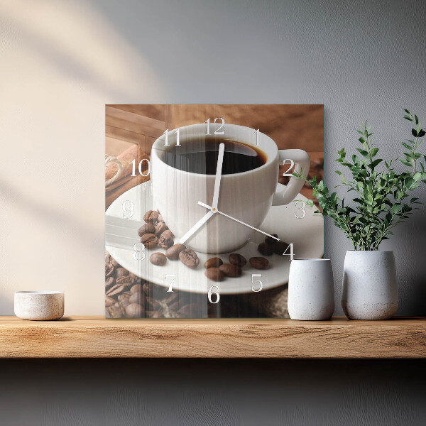 Ceas pătrat de perete din sticlă Cafea