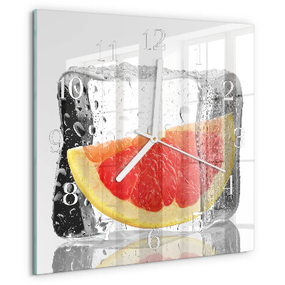 Ceas pătrat de perete din sticlă Înghețată de grapefruit