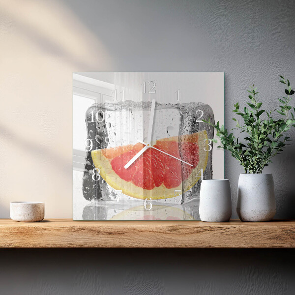 Ceas pătrat de perete din sticlă Înghețată de grapefruit