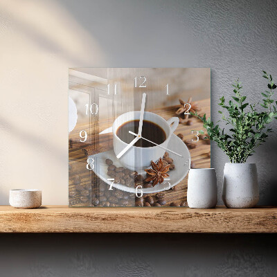 Ceas pătrat de perete din sticlă Cafea