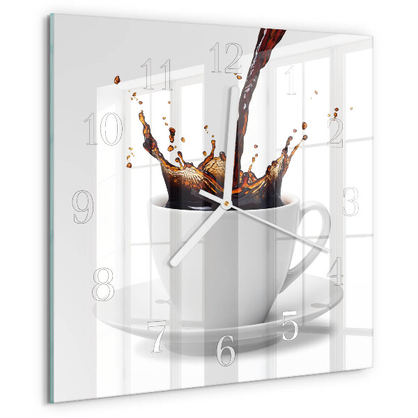 Ceas pătrat de perete din sticlă Cafea