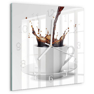 Ceas pătrat de perete din sticlă Cafea