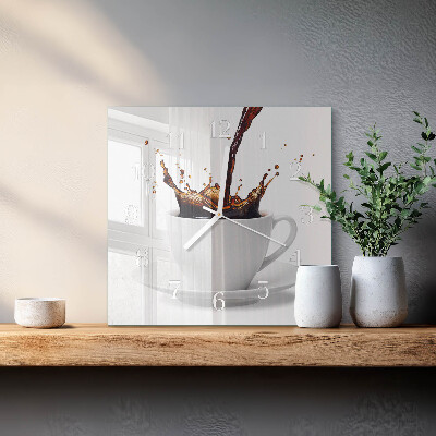 Ceas pătrat de perete din sticlă Cafea