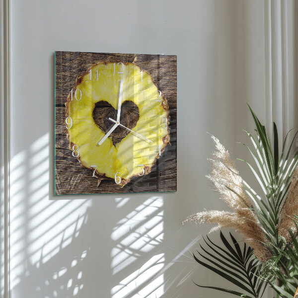 Ceas pătrat de perete din sticlă Ananas