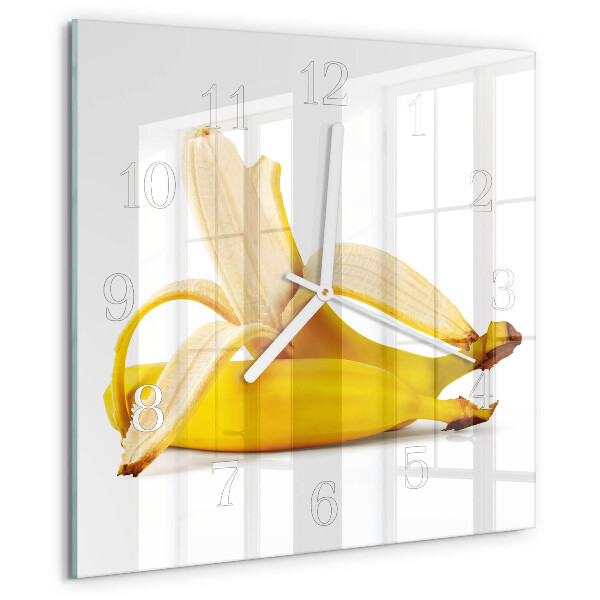 Ceas pătrat de perete din sticlă Banane