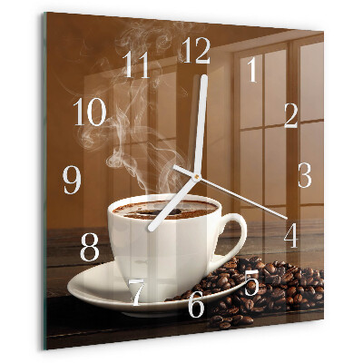 Ceas pătrat de perete din sticlă Cafea