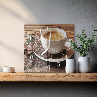 Ceas pătrat de perete din sticlă Cafea