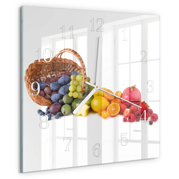 Ceas pătrat de perete din sticlă Fructe