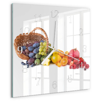 Ceas pătrat de perete din sticlă Fructe