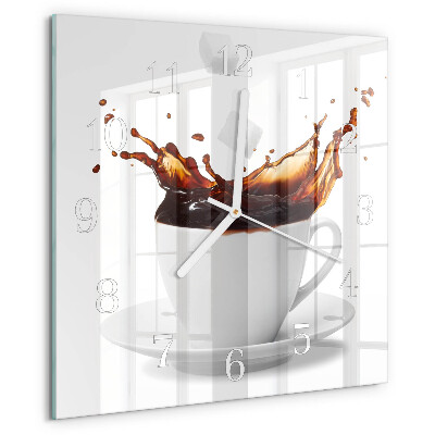 Ceas pătrat de perete din sticlă Cafea