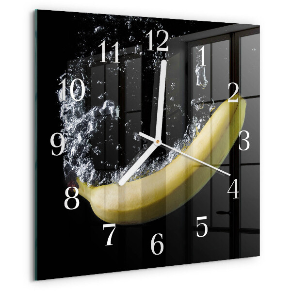 Ceas pătrat de perete din sticlă Banană