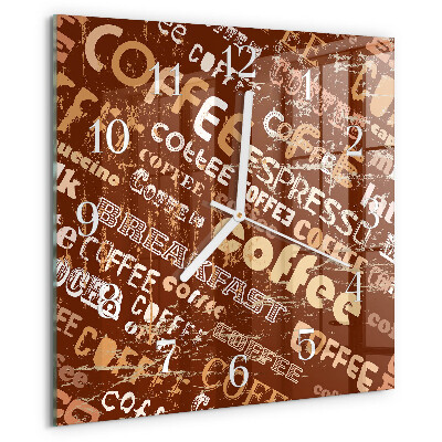 Ceas pătrat de perete din sticlă Cafea