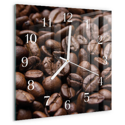 Ceas pătrat de perete din sticlă Boabe de cafea