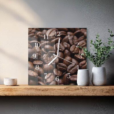 Ceas pătrat de perete din sticlă Boabe de cafea