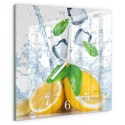 Ceas pătrat de perete din sticlă Citric