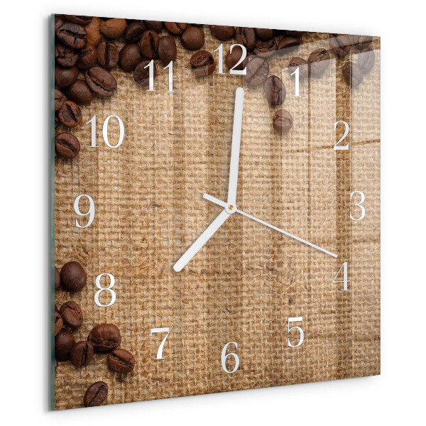 Ceas pătrat de perete din sticlă Boabe de cafea