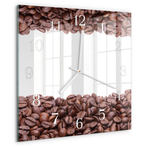 Ceas pătrat de perete din sticlă Boabe de cafea