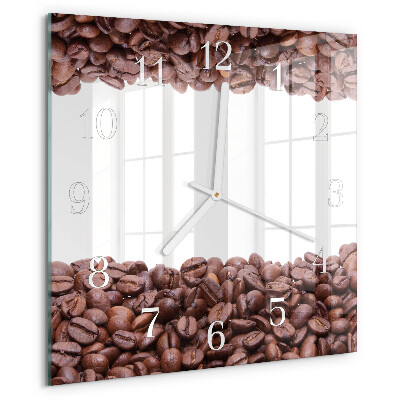 Ceas pătrat de perete din sticlă Boabe de cafea