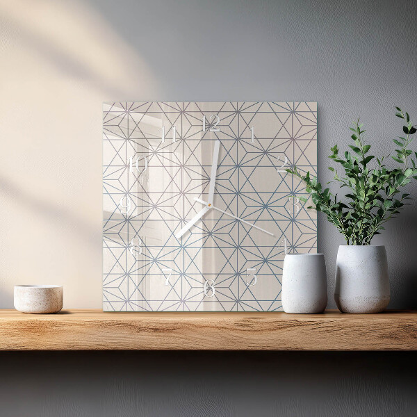 Ceas pătrat de perete din sticlă Model geometric
