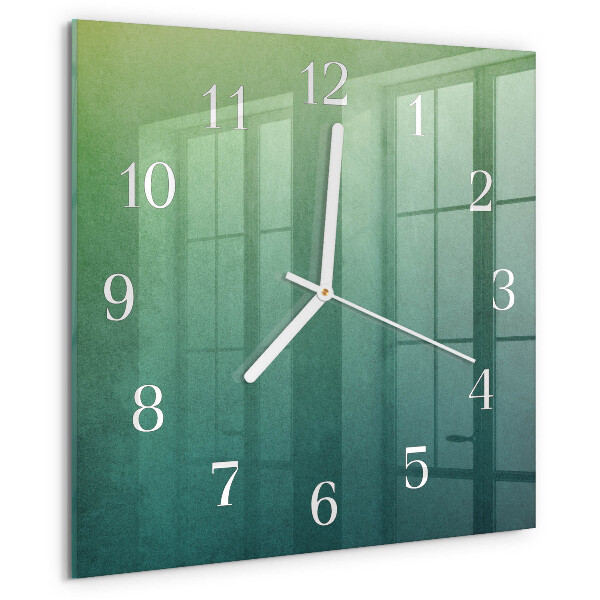 Ceas pătrat de perete din sticlă Gradient verde