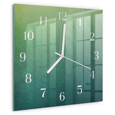 Ceas pătrat de perete din sticlă Gradient verde