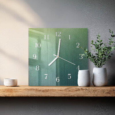 Ceas pătrat de perete din sticlă Gradient verde