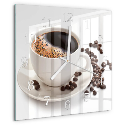Ceas pătrat de perete din sticlă Ceașcă de cafea