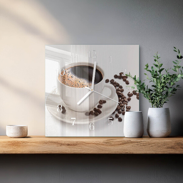 Ceas pătrat de perete din sticlă Ceașcă de cafea