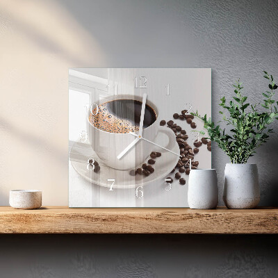Ceas pătrat de perete din sticlă Ceașcă de cafea
