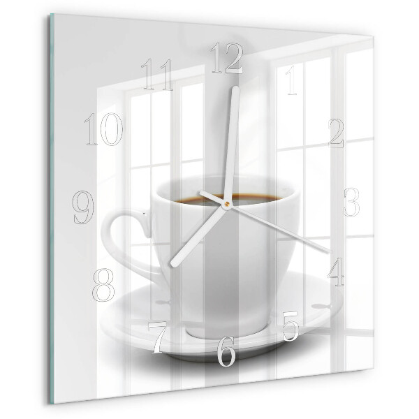 Ceas pătrat de perete din sticlă Ceașcă de cafea