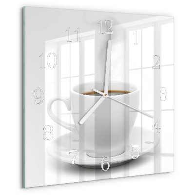 Ceas pătrat de perete din sticlă Ceașcă de cafea