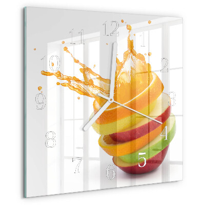 Ceas pătrat de perete din sticlă Fructe