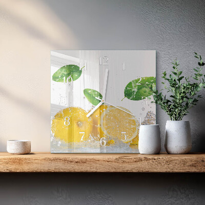 Ceas pătrat de perete din sticlă Citric