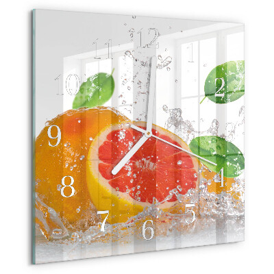 Ceas pătrat de perete din sticlă Grapefruit
